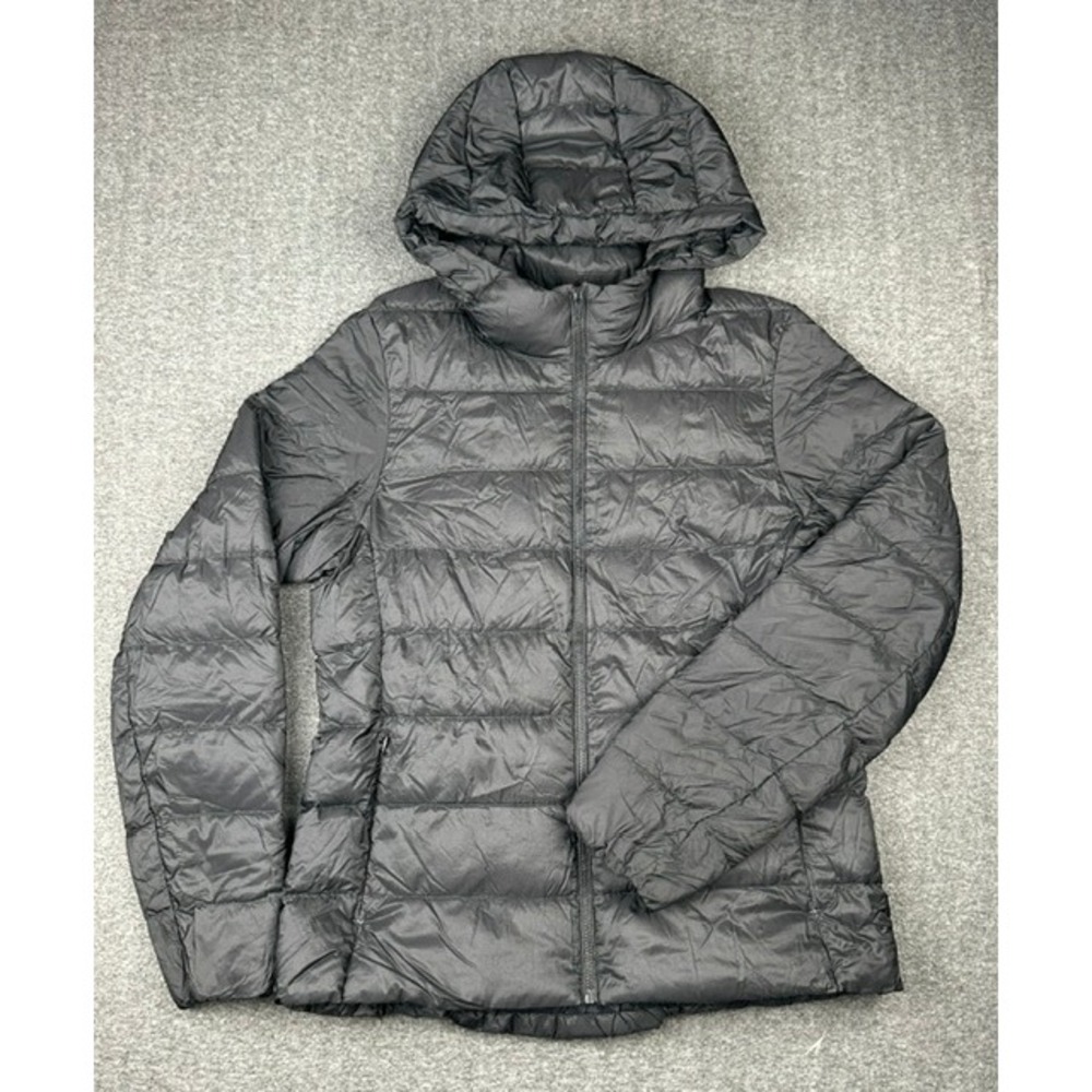 Uniqlo Ultra Light Down Hooded Jacket Black Packable Puffer Coat Womens Small